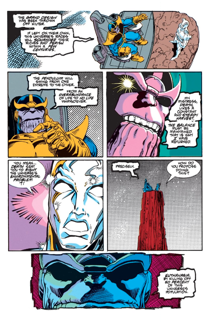 Thanos reveals his grim plan in Silver Surfer #35.